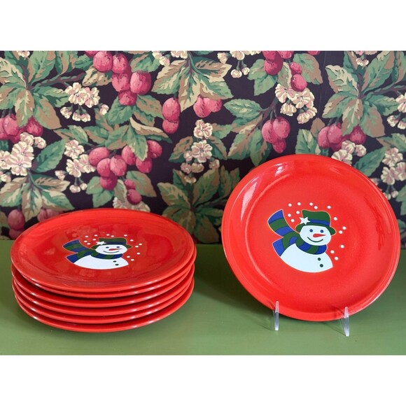 WAECHTERSBACH Set Of 8 Snowman Salad Plates 7 5/8" Diameter Christmas Holiday - Picture 2 of 4